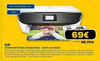Euronics Stampante multifunzione envy aio 6232 offerta
