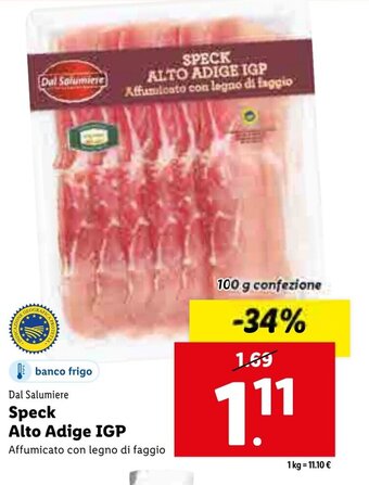 Lidl Dal Salumiere Speck Alto Adige IGP 100g offerta