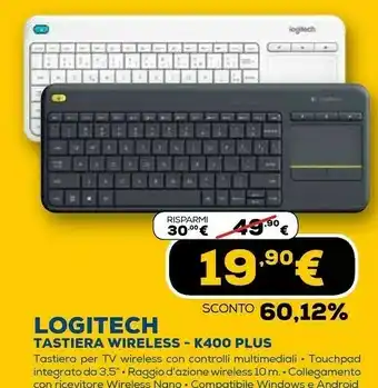 Euronics K400 plus tastiera rf wireless bianco offerta