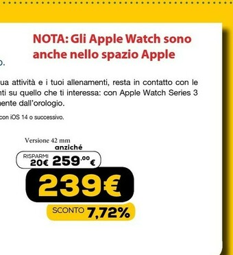 Euronics Watch series 3 gps, 42mm in alluminio argento con cinturino sport bianco offerta