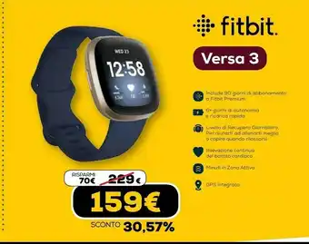 Euronics Versa 3 amoled nero gps (satellitare) offerta