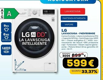 Euronics F4dv509h0e lavasciuga intelligente aidd 9/6kg vapore turbowash 1400 giri/min carica frontale classe e offerta