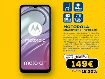 Euronics Moto g g20 16,5 cm (6.5") android 11 4g usb tipo-c 4 gb 64 gb 5000 mah blu offerta