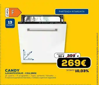 Euronics Cdi 1l38-02 lavastoviglie a scomparsa totale 13 coperti a+ offerta
