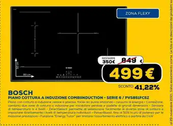 Euronics Serie 6 pvs851fc5e piano cottura nero da incasso 80 cm a induzione 4 fornello(i) offerta