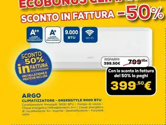 Euronics Climatizzatore grrenstyle 9000 btu offerta