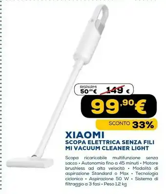 Euronics Scopa elettrica senza fili mi vacuum cleaner light offerta