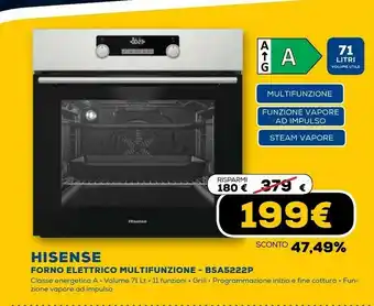 Euronics Bsa5222ax forno forno elettrico 71 l nero, acciaio inossidabile a offerta