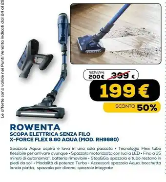 Euronics Scopa elettrica senza filo x-force flex 8.60 aqua (mod. rh9680) offerta