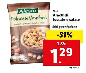 Lidl Alesto Arachidi tostate e salate 500g offerta