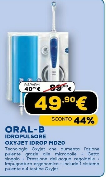 Euronics Oral-b md20 oxyjet idropulsore 0,6 l offerta