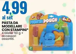 Eurospin Pasta da modellare con stampini 4 blister + accessori assortiti. offerta