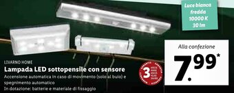 Lidl Livarno Home Lampada LED sottopensile con sensore offerta