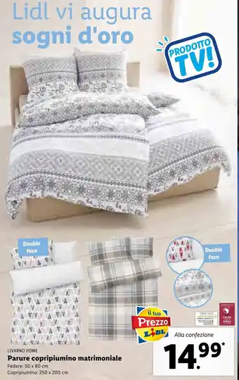 Lidl Livarno Home Parure copripiumino matrimoniale Federe: 50x80 cm, Copripiumino: 250x200 cm offerta