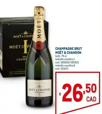 Metro Moet & chandon champagne brut 750 ml offerta