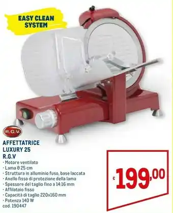 Metro Luxury 25 red edition elettrico 140w alluminio rosso affettatrice offerta