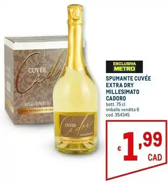 Metro Cadoro spumante cuvee extra dry 750 ml offerta