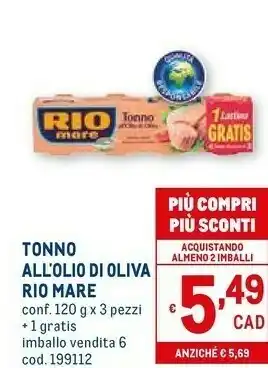 Metro Tonno all'olio di oliva 120 g(ml) offerta