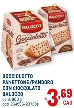Metro Pandoro gocciolotto con gocce di cioccolato 800 g(ml) offerta