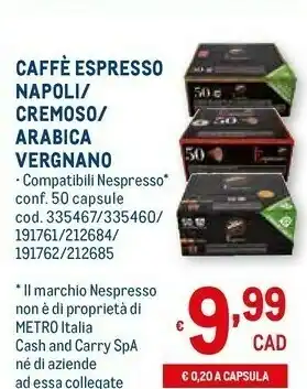 Metro Caffe espresso napoli/ cremoso/ arabica offerta