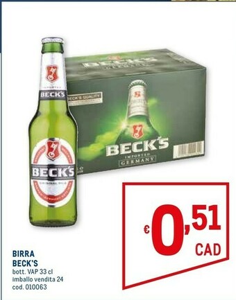 Metro Beck's - beck's 330 g(ml) offerta