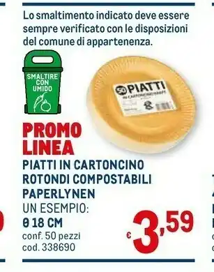 Metro Piatti in cartoncino rotondi compostabili paperlynen offerta