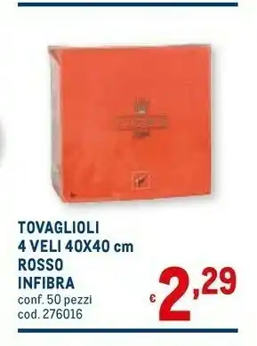Metro Tovaglioli 4 veli 40x40 cm rosso offerta