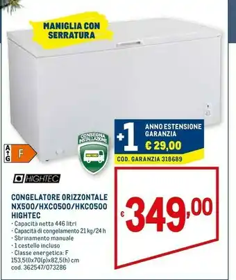 Metro Hightec congelatore orizzontale nx500/hxc0500/h co500 hightec offerta