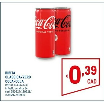 Metro Coca-cola - coca-cola 330 g(ml) offerta