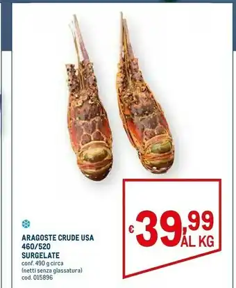 Aragoste crude usa 460/520 surgelate