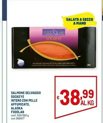 Metro Salmone selvaggio sockeye intero con pelle affumicato offerta
