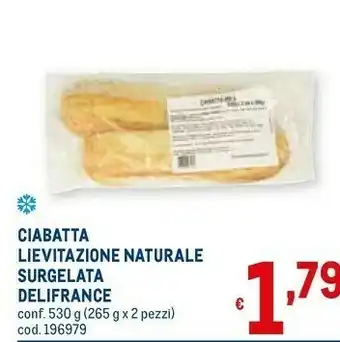 Metro Ciabatta lievitazione naturale surgelata delifrance offerta
