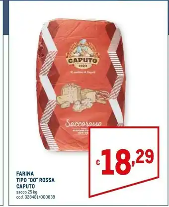 Metro Farina tipo 00 rossa 25 kg offerta