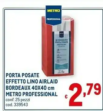 Metro Metro professional porta posate effetto lino airlaid bordeaux offerta