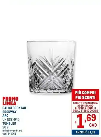 Metro Calici cocktail brodway arc offerta