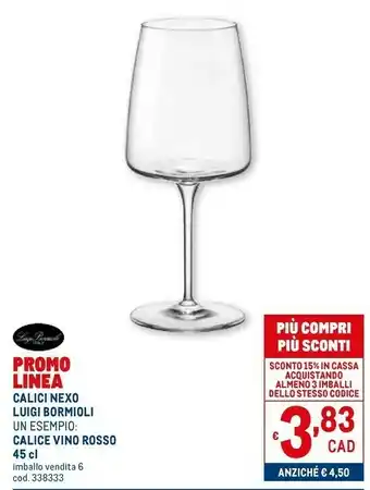 Metro Luigi bormioli calici nexo offerta