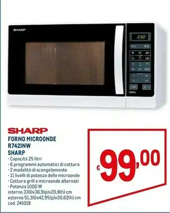 Metro R742inw forno microonde 25 l offerta