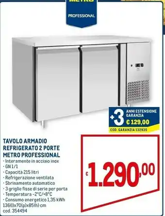 Metro Metro professional tavolo armadio refrigerato 2 porte offerta