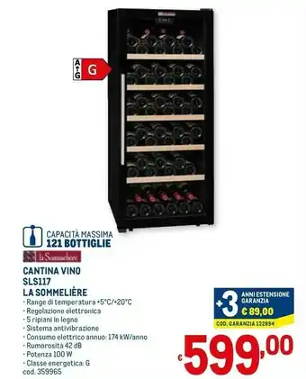 Metro La sommeliere cantina vino sls117 offerta