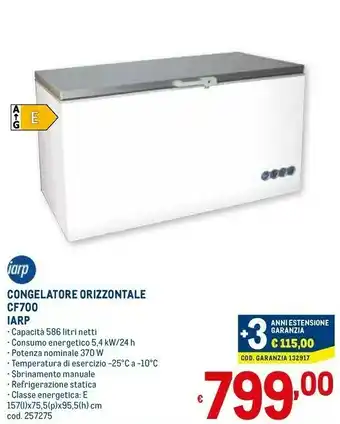 Metro Iarp congelatore orizzontale cf700 256275 offerta
