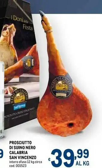 Metro San vincenzo prosciutto di suino nero calabria 12 kg offerta