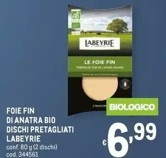 Foie fin di anatra bio dischi pretagliati