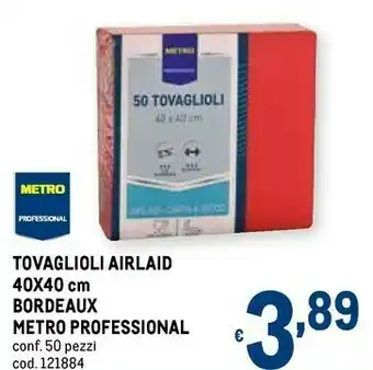 Metro professional tovaglioli airlaid 40x40 cm bordeaux