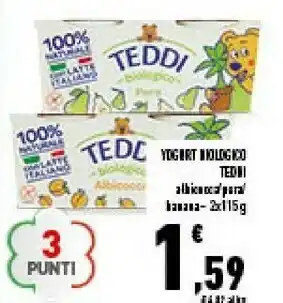 Conad City Teddi yogurt biologico pera 230 g offerta