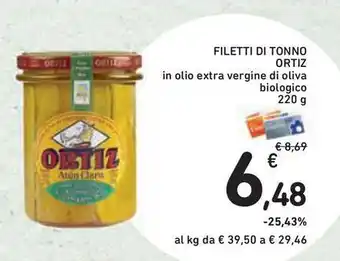 Conad Superstore Filetti di tonno ortiz in olio extra vergine di oliva biologico offerta