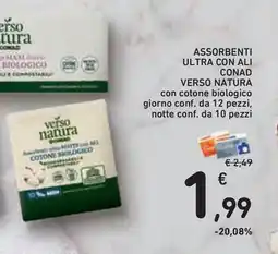 Conad Superstore Assorbenti ultra con ali conad verso natura con cotone biologico offerta