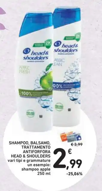 Conad Superstore Shampoo, balsamo, trattamento antiforfora head & shoulders offerta