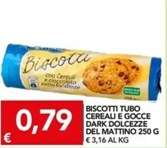 TuoDi Dolcezze del Mattino Biscotti Tubo Cereali e Gocce Dark 250g offerta