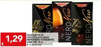 TuoDi Novi Nero Nero Fondente Tavoletta di Cioccolato vari tipi 75g offerta