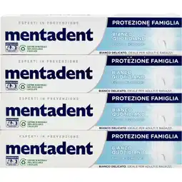 Qui Discount DENTIFRICIO MENTADENT BIANCO QUOTIDIANO/ IGIENE QUOTIDIANO 75 ML X 4 offerta